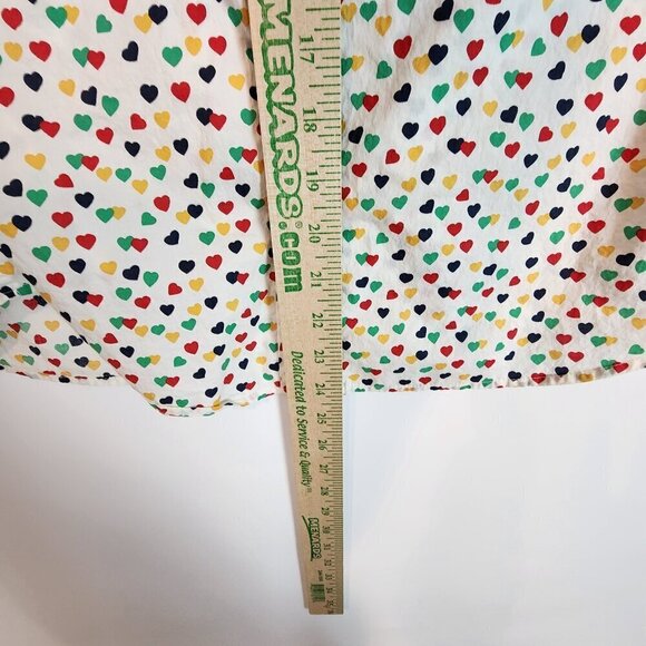 Talbots Multi Color Heart Print Collared Button Front Shirt Preppy Valentine's - Picture 10 of 11